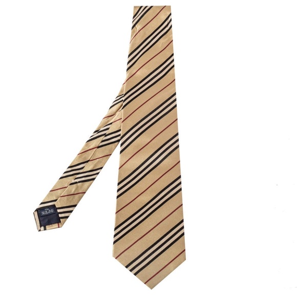 Burberry Vintage Diagonal Striped Satin Silk Traditional Tie 3384 - Picture 1 of 9